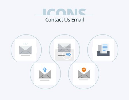 Illustration for Email Flat Icon Pack 5 Icon Design. box. email. letter. next. forward - Royalty Free Image