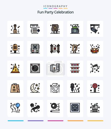 Téléchargez les illustrations : Creative Party 25 Line FIlled icon pack  Such As electronic. polaroid. celebration. photography. camera - en licence libre de droit