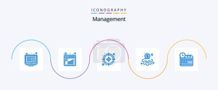 Illustration for Management Blue 5 Icon Pack Including . time. management. management. management - Royalty Free Image