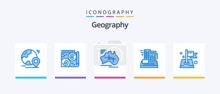 Illustration for Geo Graphy Blue 5 Icon Pack Including home. building. travel. hotel. travel. Creative Icons Design - Royalty Free Image
