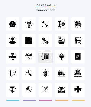 Illustration for Creative Plumber 25 Glyph Solid Black icon pack  Such As plumbing. plumbing. hose. plumber. gauge - Royalty Free Image