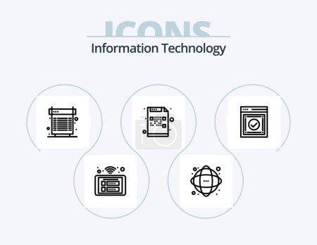 Illustration for Information Technology Line Icon Pack 5 Icon Design. encryption. data. mail. cryptography. radio - Royalty Free Image