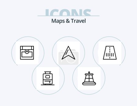 Illustration for Maps and Travel Line Icon Pack 5 Icon Design. . lights. . sync - Royalty Free Image