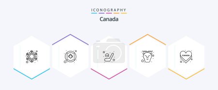 Illustration for Canada 25 Line icon pack including flag. love. game. canada. animal - Royalty Free Image
