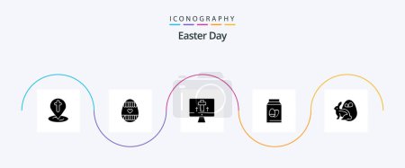 Illustration for Easter Glyph 5 Icon Pack Including bynny. holiday. monitor. easter. egg - Royalty Free Image