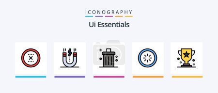 Ilustración de Ui Essentials Line Filled 5 Icon Pack Incluyendo documentos. Recibido. interfaz. Ajuste. equipo. Diseño de iconos creativos - Imagen libre de derechos