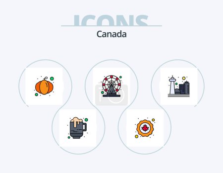 Illustration for Canada Line Filled Icon Pack 5 Icon Design. bottle. government. canada. centre. block - Royalty Free Image