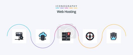 Illustration for Web Hosting Line Filled Flat 5 Icon Pack Including center. security. network. protection. internet - Royalty Free Image