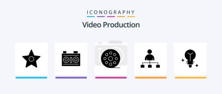 Ilustración de Video Production Glyph 5 Icon Pack Including film . user . photography. movie. Creative Icons Design - Imagen libre de derechos