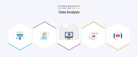 Illustration for Data Analysis 25 Flat icon pack including report. data. report. business. graph - Royalty Free Image