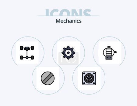 Ilustración de Mecánica de la línea llena Icon Pack 5 Icon Design. .. chasis. avatar. coche. servicio - Imagen libre de derechos