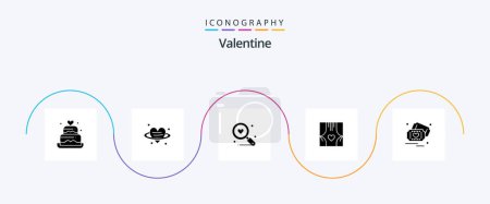 Illustration for Valentine Glyph 5 Icon Pack Including love. love. heart. day. valentine - Royalty Free Image