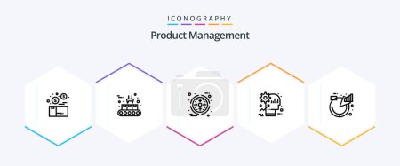 Ilustración de Product Management 25 Line icon pack including productivity. mind. production line. head. product - Imagen libre de derechos
