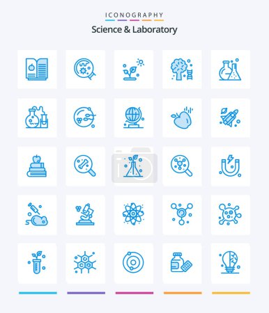 Ilustración de Creative Science 25 Blue icon pack  Such As science. flask. science. tube. science - Imagen libre de derechos