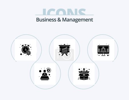 Illustration for Business And Management Glyph Icon Pack 5 Icon Design. screen. management. progress. business. graph - Royalty Free Image