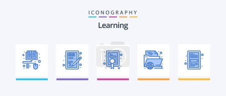 Illustration for Learning Blue 5 Icon Pack Including book. learning. diploma. folder. e-learning. Creative Icons Design - Royalty Free Image