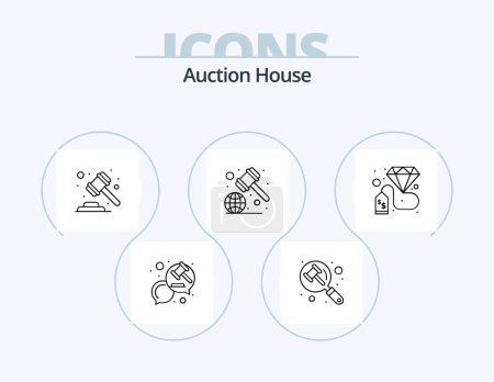 Ilustración de Auction Line Icon Pack 5 Icon Design. justice. place. diamond. museum. art - Imagen libre de derechos