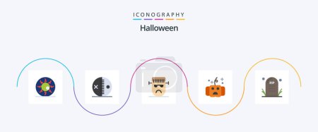 Illustration for Halloween Flat 5 Icon Pack Including halloween. all. puncture. halloween. face - Royalty Free Image
