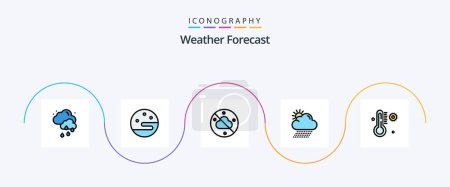 Illustration for Weather Line Filled Flat 5 Icon Pack Including . weather. weather. thermometer. sun - Royalty Free Image