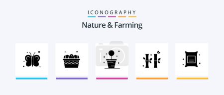 Ilustración de Nature And Farming Glyph 5 Icon Pack Including food. barley. gardening. gree. china. Creative Icons Design - Imagen libre de derechos