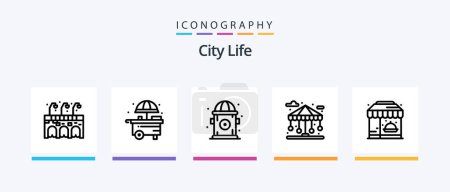 Téléchargez les illustrations : City Life Line 5 Icon Pack Including board. life. city. city. life. Creative Icons Design - en licence libre de droit