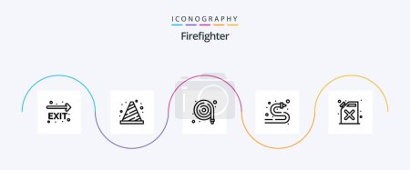 Illustration for Firefighter Line 5 Icon Pack Including . fire. sign. cane. water hose - Royalty Free Image