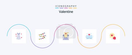 Téléchargez les illustrations : Valentine Flat Pack de 5 icônes y compris valentine. proposition. décorations. lettre d'amour. anniversaire - en licence libre de droit
