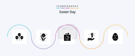 Illustration for Easter Glyph 5 Icon Pack Including happy. easter. box. cross. celebration - Royalty Free Image
