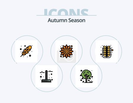 Illustration for Autumn Line Filled Icon Pack 5 Icon Design. leaf. ash. autumn. rain. autumn - Royalty Free Image