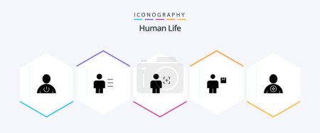 Ilustración de Humano 25 Glifo icono paquete incluyendo humano. avatar. detalles. reconocimiento. humano - Imagen libre de derechos