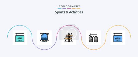 Ilustración de Sports and Activities Line Filled Flat 5 Icon Pack Including gas. diving. hat. activities. game - Imagen libre de derechos