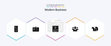 Illustration for Modern Business 25 Glyph icon pack including security. money. id card. lock. bank - Royalty Free Image