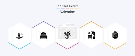 Illustration for Valentine 25 Glyph icon pack including love. love. bed. day. valentine - Royalty Free Image