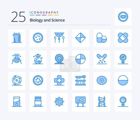 Illustration for Biology 25 Blue Color icon pack including viagra. pill. laboratory. process. chemistry - Royalty Free Image