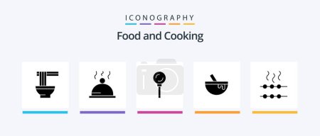 Téléchargez les illustrations : Food Glyph 5 Icon Pack Including marshmallow. food. food. food. bowl. Creative Icons Design - en licence libre de droit