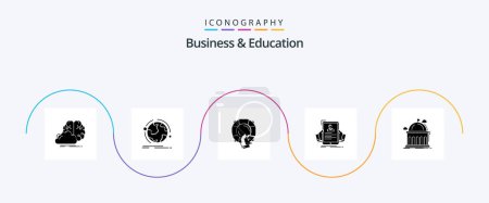 Téléchargez les illustrations : Business And Education Glyph 5 Icon Pack Including hiring. resume. connection. lifebuoy. help - en licence libre de droit