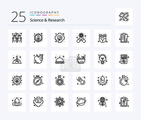Illustration for Science 25 Line icon pack including business. magnet. energy. attraction. medicine - Royalty Free Image