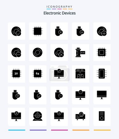 Ilustración de Creative Devices 25 Glyph Solid Black icon pack  Such As devices. add. gadget. stick. hardware - Imagen libre de derechos