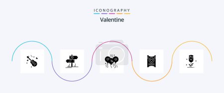 Illustration for Valentine Glyph 5 Icon Pack Including love. love. dierection. day. valentine - Royalty Free Image