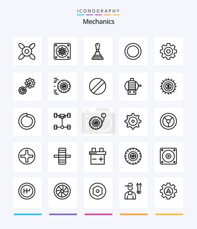 Illustration for Creative Mechanics 25 OutLine icon pack  Such As wheel. motion. create. industrial. cogwheel - Royalty Free Image