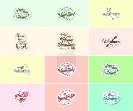 Illustration for Heartfelt Typography and Graphics Stickers for Valentine's Day - Royalty Free Image
