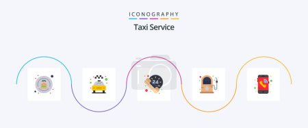Ilustración de Taxi Service Flat 5 Icon Pack Including phone. call. hours. pump. gas - Imagen libre de derechos