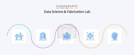 Illustration for Data Science And Fabrication Lab Blue 5 Icon Pack Including grid. architecture. intelligence. sync. analysis - Royalty Free Image