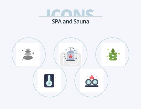 Illustration for Sauna Flat Icon Pack 5 Icon Design. . soap. - Royalty Free Image