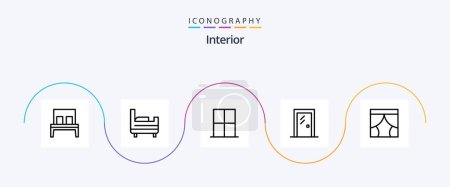 Illustration for Interior Line 5 Icon Pack Including interior. room. interior. interior. glass door - Royalty Free Image