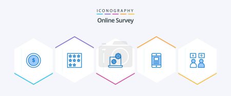Illustration for Online Survey 25 Blue icon pack including education. business. star. online. mobile - Royalty Free Image