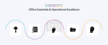 Téléchargez les illustrations : Office Essentials And Operational Exellence Glyph 5 Icon Pack Including user. rar. hand. zip. folder - en licence libre de droit