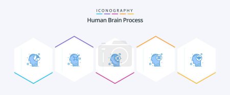 Illustration for Human Brain Process 25 Blue icon pack including human. failure. human mind. brain. protect - Royalty Free Image