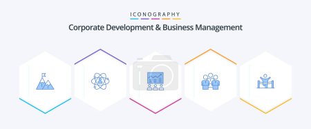 Illustration for Corporate Development And Business Management 25 Blue icon pack including business. team. development. talent. personal - Royalty Free Image