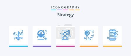 Illustration for Strategy Blue 5 Icon Pack Including mobile. puzzle. strategy. creative. maze. Creative Icons Design - Royalty Free Image